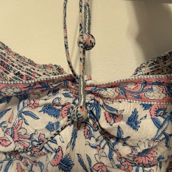 Saylor topanga halter cotton maxi dress with pockets L white lotus print - Picture 9 of 11